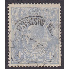Australian    King George V    4d Blue   Single Crown WMK  Worn Plate at Right Frame Late Cooke Prin..